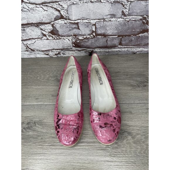 Osvaldo Pericoli Pink Leather Spots VTG Designer Ballet Flats Women 7M US/37.5EU - Picture 12 of 16